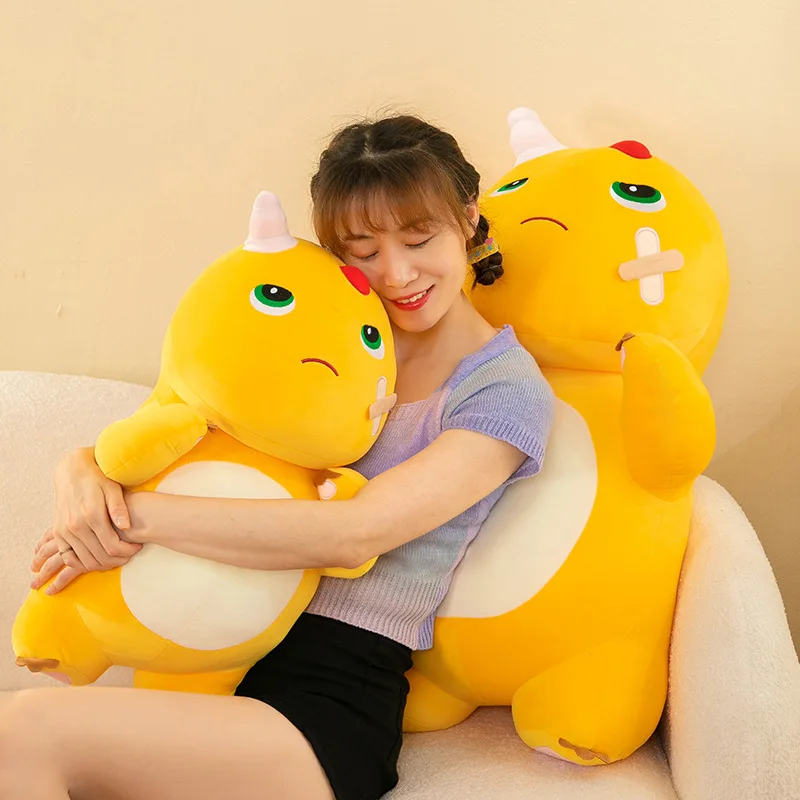 25/40/60cm Milk Dragon Plush Toy Soft and Cute Yellow Cartoon Dinosaur Doll Friend Creative Gift Accompanying Plush Doll