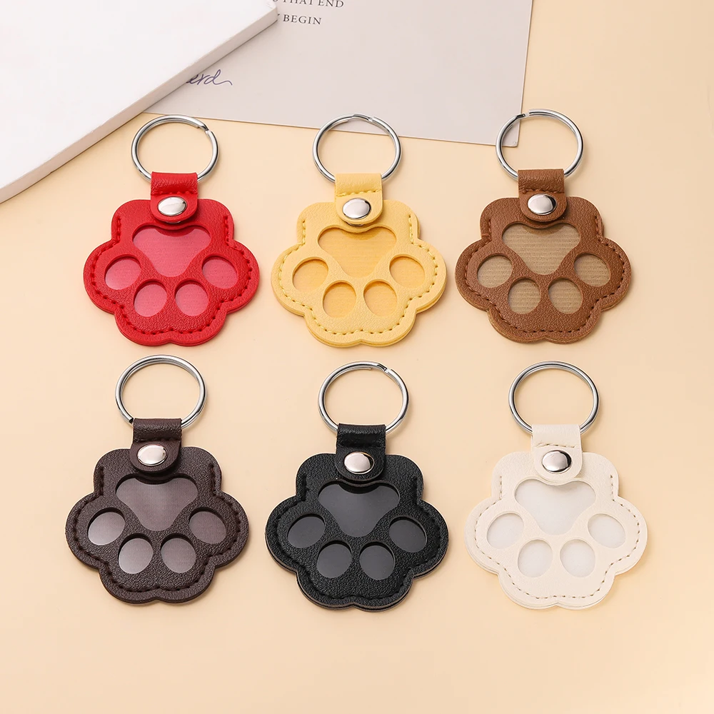 1pc PU Leder Pet Haar Memorial Schlüsselbund Andenken Medaillon Katze Hund Pelz Lagerung Anhänger Handtasche Hängen Schlüssel Kette Zubehör