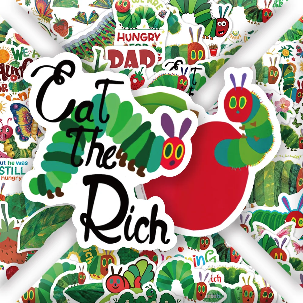 

50PCS Cute Caterpillars Cartoon Doodle Stickers Children's Reward Decal Notebook Phone Scraphbook Waterproof Sticker Kid Toys