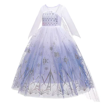 Birthday Kid Girls Cosplay White Elsa Mesh Costumes Snow Queen Elsa Princess Long Dress Halloween Party Carnival Clothes Vestido 3
