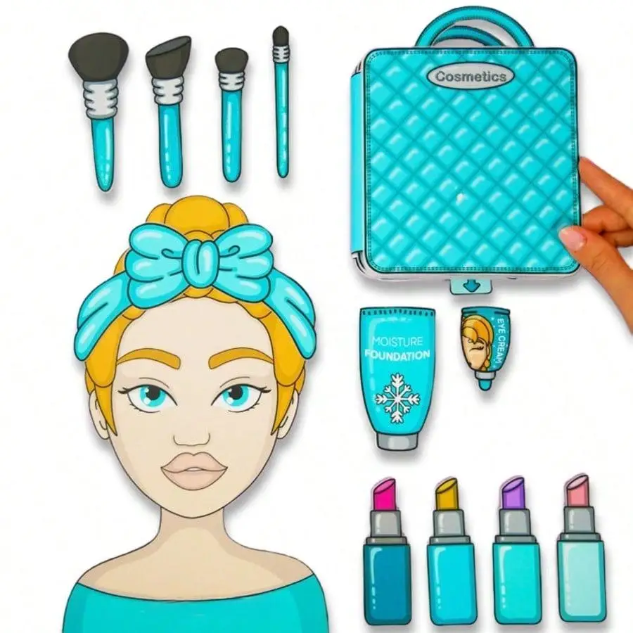 Makeup Bag Theme DIY Scrapbook Kit with paper, tape & double-sided tape, perfect for scrapbooks & puzzles, great gift for holida