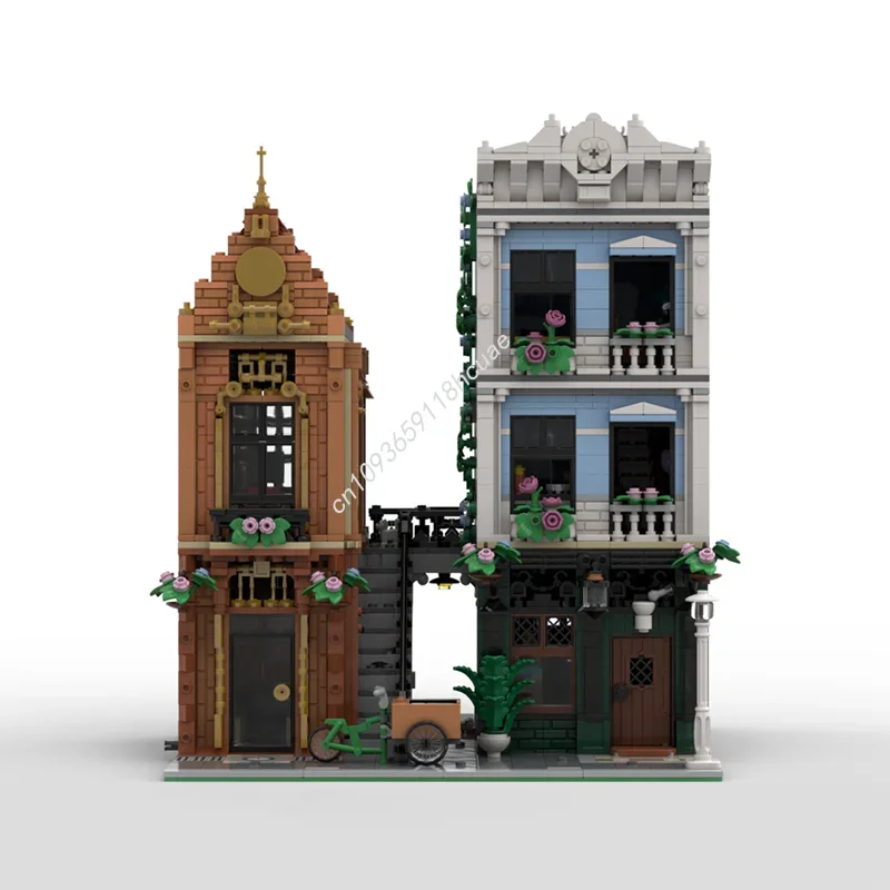 MOC Custom Modular Building Tudor & Apothecary Street View Model Building Block Diy Creative Assembly Bricks Kid Gifts Toys