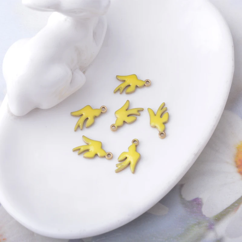 20 Stück, beidseitig emailliert, kleine Friedenstauten-Anhänger, tropfende Öl-Vögel, Schwalben, Ohranhänger, Halskette, Armband, Schmuckdekor – Detail 6