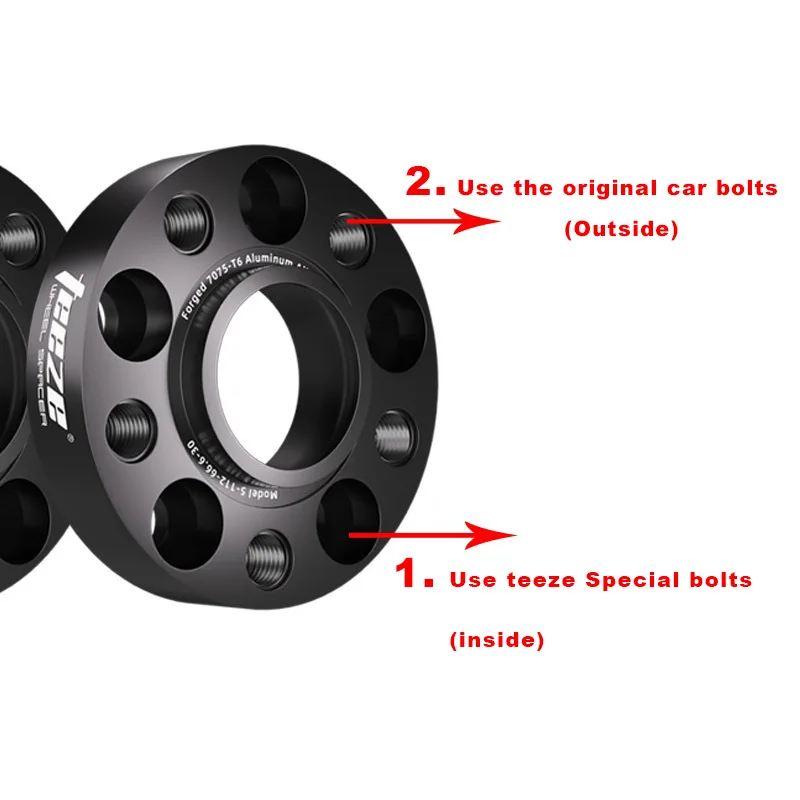Teeze For BMW 3 Series E36 E46 E90 E91 E92 E93 PCD 5x120 72.6 M12X1.5 Forged Aluminum Black Wheel Spacers Hub Adapter 1Piece