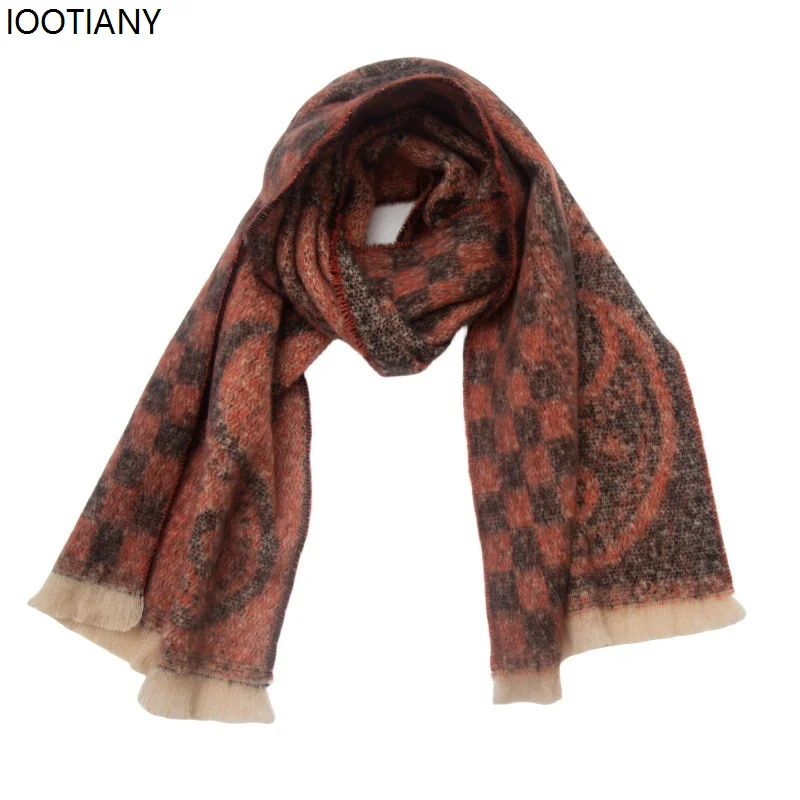 IOOTIANY Autumn And Winter Men\'s Women\'s Cashew Flower Jacquard Scarf Extended Warm Fashion Simple Scarfs Casual Cloak New