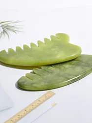 1PcJade Massage Comb Gua Sha Sawtooth Heart Comb Scraping Board Head Massager Natural Jade Comb Hair Brush Women Scalp Care Tool