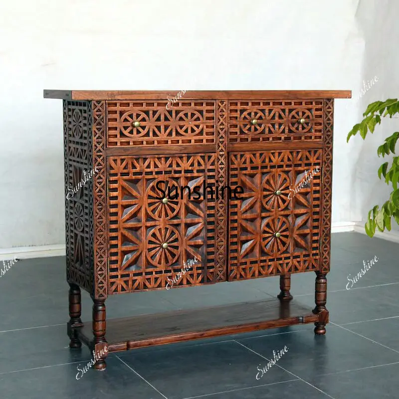 Solid wood porch side cabinet, living room minimalist shoe cabinet, storage side cabinet