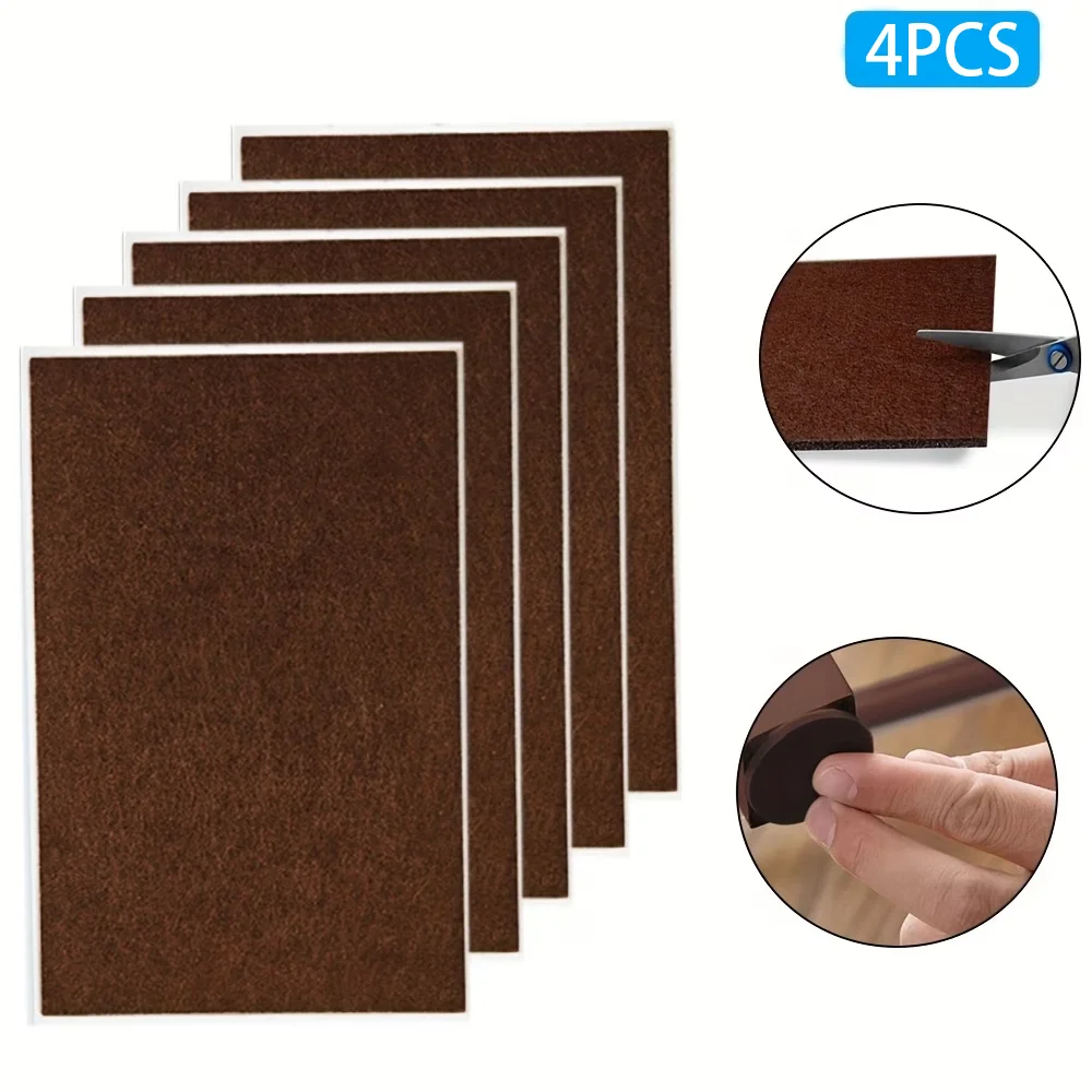 4Pcs High Quality Beige And Brown Felt Mat, Free Cut Felt Furniture Mat, High Quality Adhesive Anti-Collision Mat