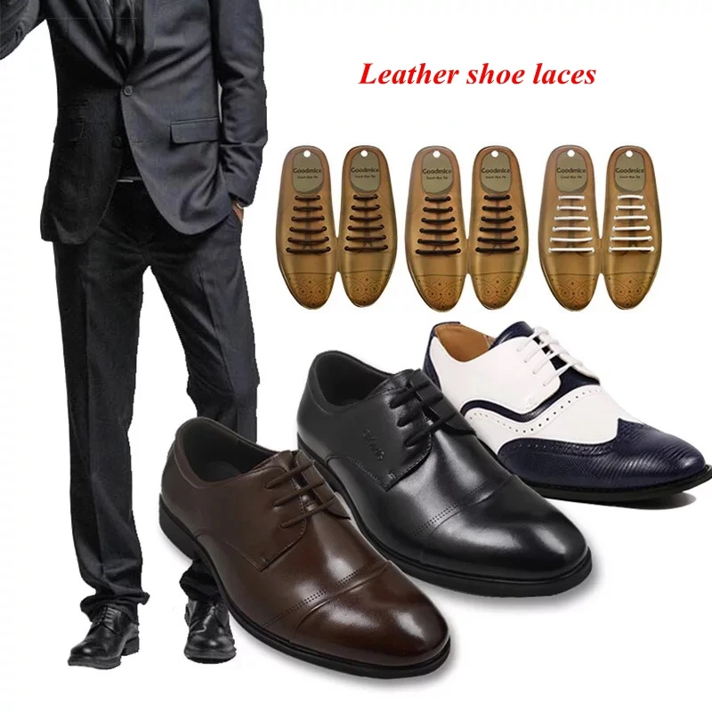 12Pcs Leather Shoe Lace Silicone Shoelaces Without Ties Elastic Laces Sneakers Men Women Lazy No Ties Shoe Laces Accessories