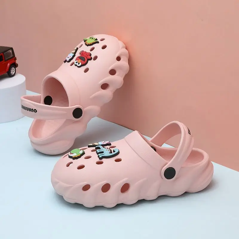 

New Summer Kids Garden Shoes Mules & Clogs for Girls Boys Cute Cartoon Sandals Slip-resistant Beach Shoes with Holes