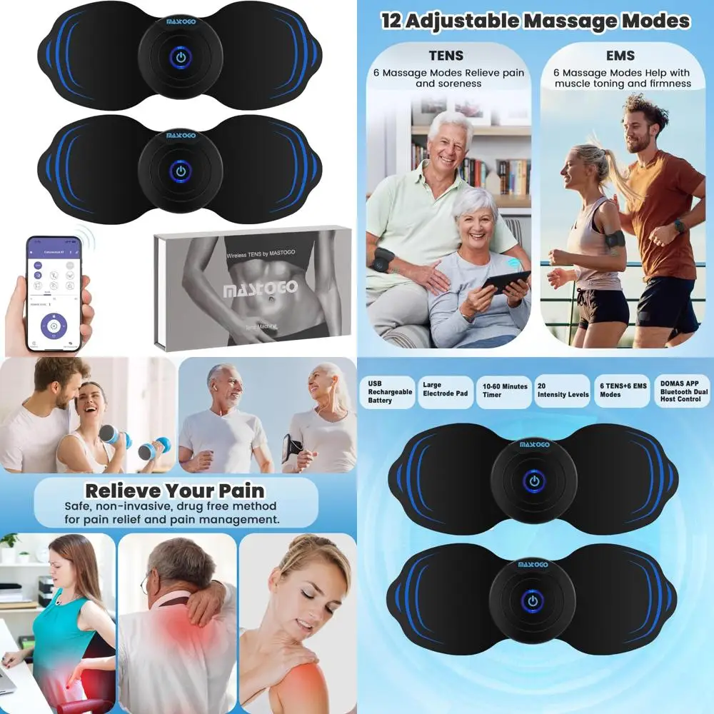 

Dual Set TENS Unit Muscle Stimulators for Pain Relief - 12 Modes, 20 Intensities, Portable