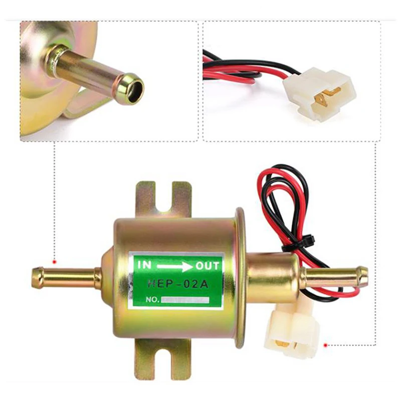 Electrical Fuel Pump 12V Low Pressure Bolt Fixing Wire Diesel Petrol HEP-02A for Car Carburetor Electric Motorcycle ATV New