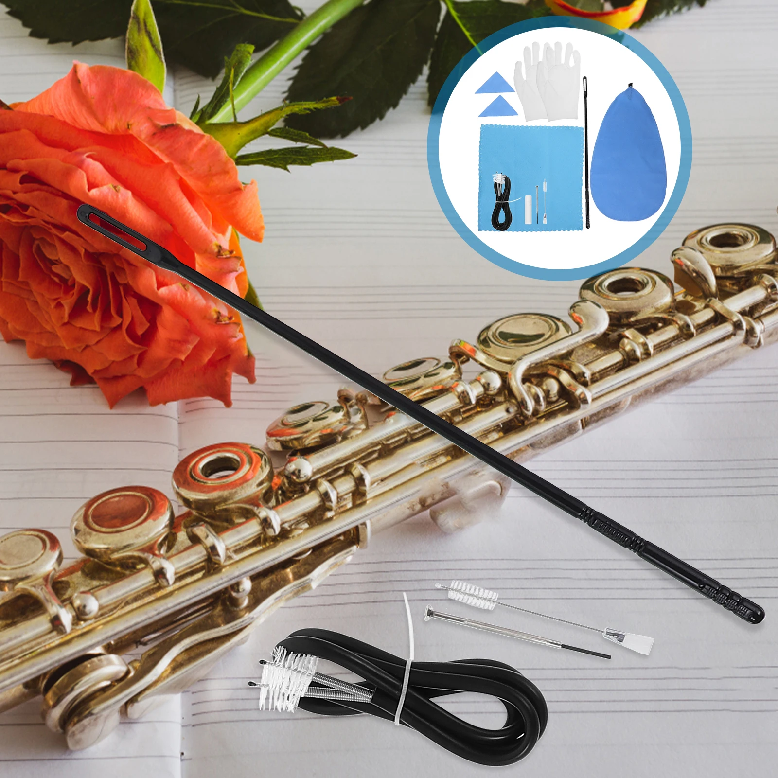 

9Pcs Flute Clean Kit Fingerprints Dust Removal Music Instruments Cloth