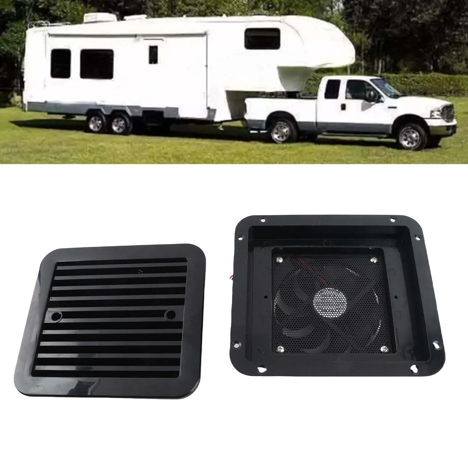 RV Cooling Fans ABS Side Air Vents 12V 4W Black Silent 3000 RPM Strong Wind For Trailer Caravan Camper Exhaust Ventilation