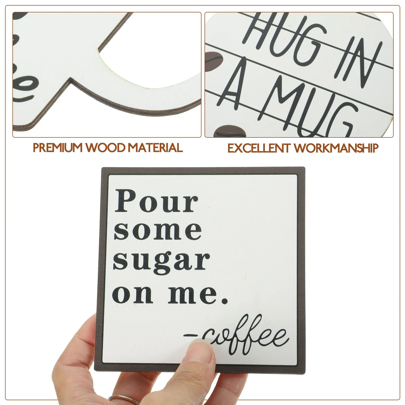 

1Set Coffee Tiered Tray Decor Farmhouse Style Wood Hanging Decorations for Rustic Kitchen Table Centerpiece Decor