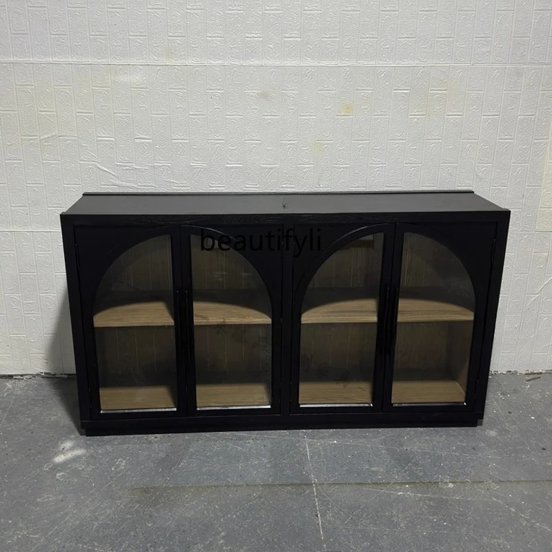 

Solid wood TV cabinet Modern simple living room arch floor cabinet storage, light luxury dining side cabinet