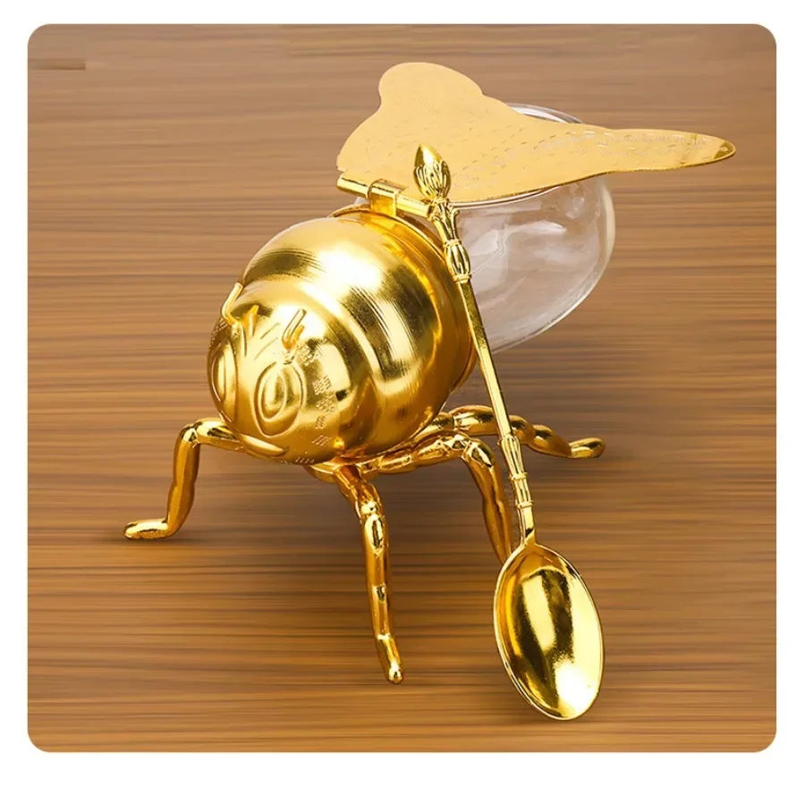 

Bee Shaped Honey Jar With Spoon Versatile Novelty Container Condiment Pot For Condiments Oil Festive Party Kitchen Gadgets