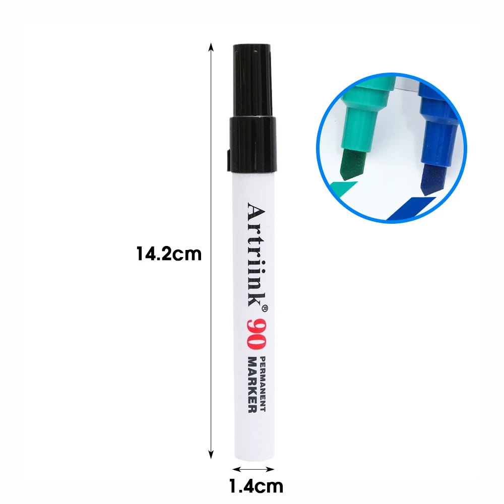 1pcs Permanent Markers Pen Refillable With Ink,Waterproof Non-Fading,Oblique 6mm Nib,Bold Marker,Quick-Drying,Industrial Markers