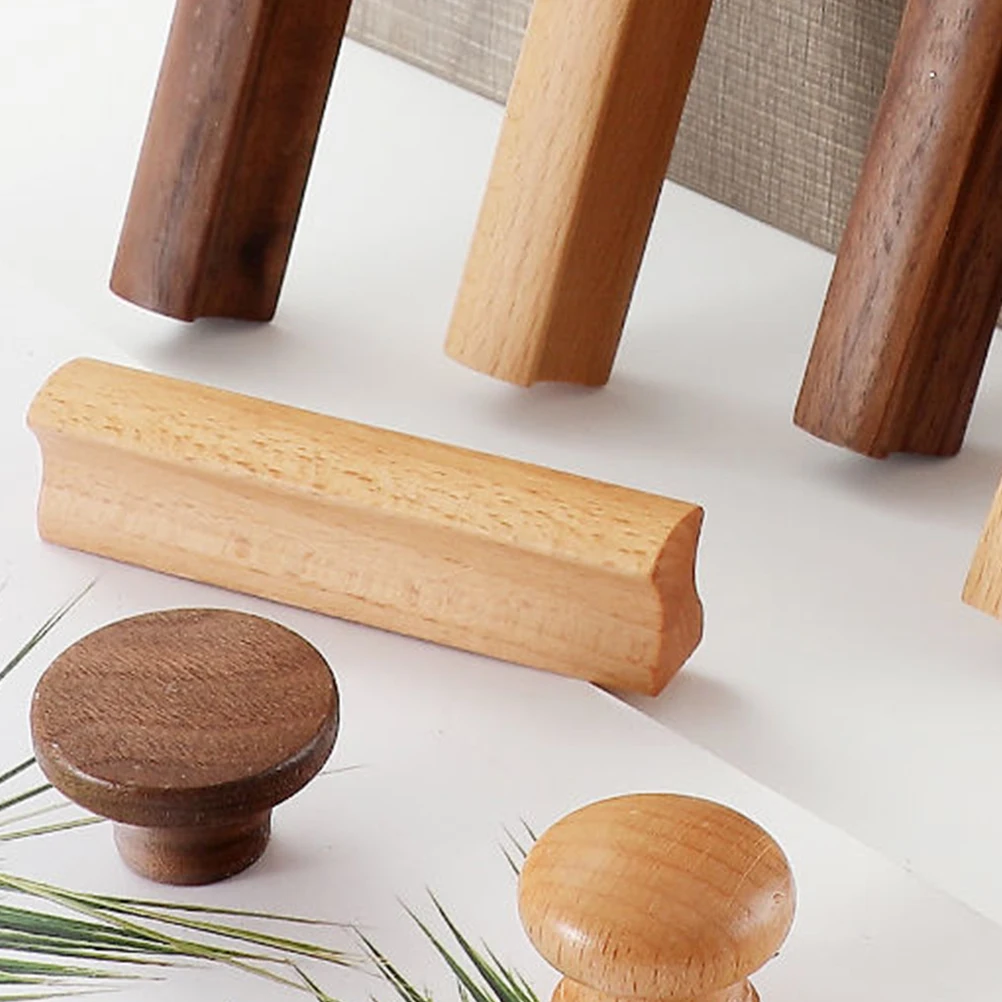 

4pcs Solid Wood Drawer Round Edge Handles For Kitchen Wardrobe Cupboard Furniture Wood Cabinet Pulls Drawer Handles Cabinet Door