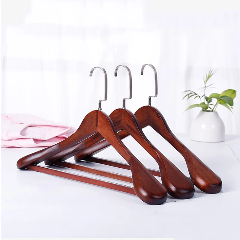 10pcs 45cm Retro Wooden Hanger  Clothes Organizer Suit Hanger Wardrobe Storage Non-slip Clothes Rack Drying Shirts Coat Store