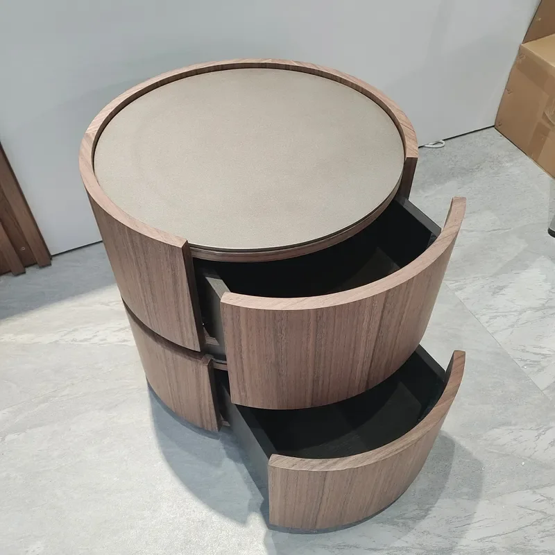 Modern Minimalist Bedroom Furniture Solid Wood Storage Bedside Table with 2 Drawers Creative Nightstand Design for Apartment