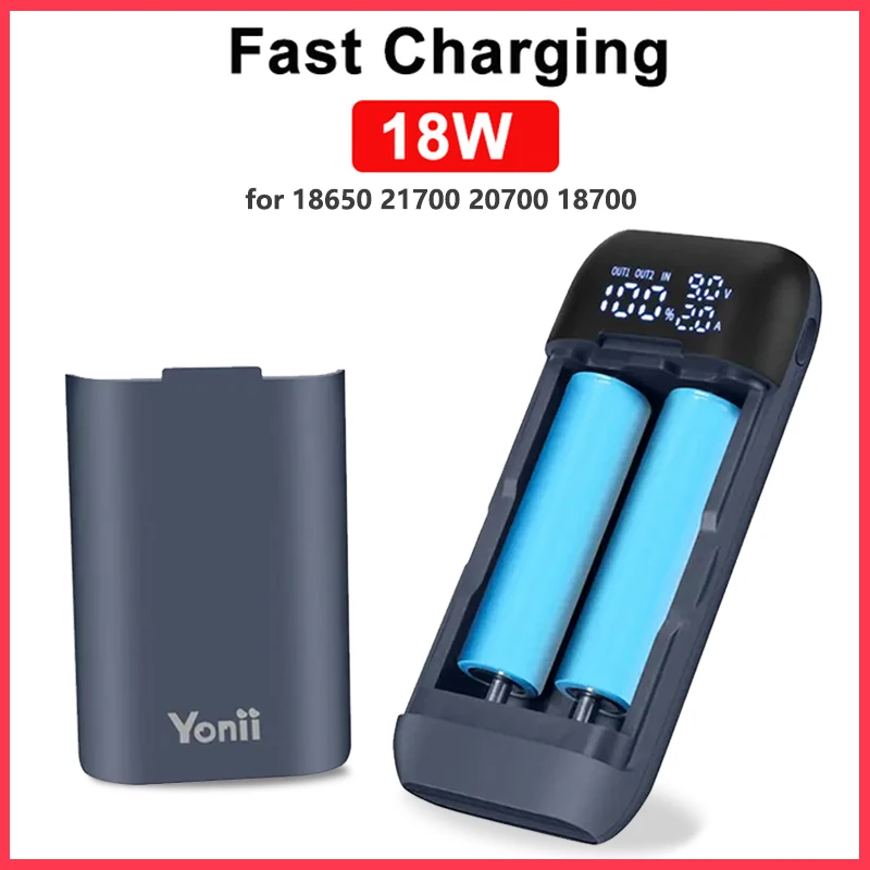 18650 Battery Charger Case DIY Power Bank Box QC3.0 PD 18W Fast Charging Case for 18650 20700 217000 Lithium Battery Charger Box