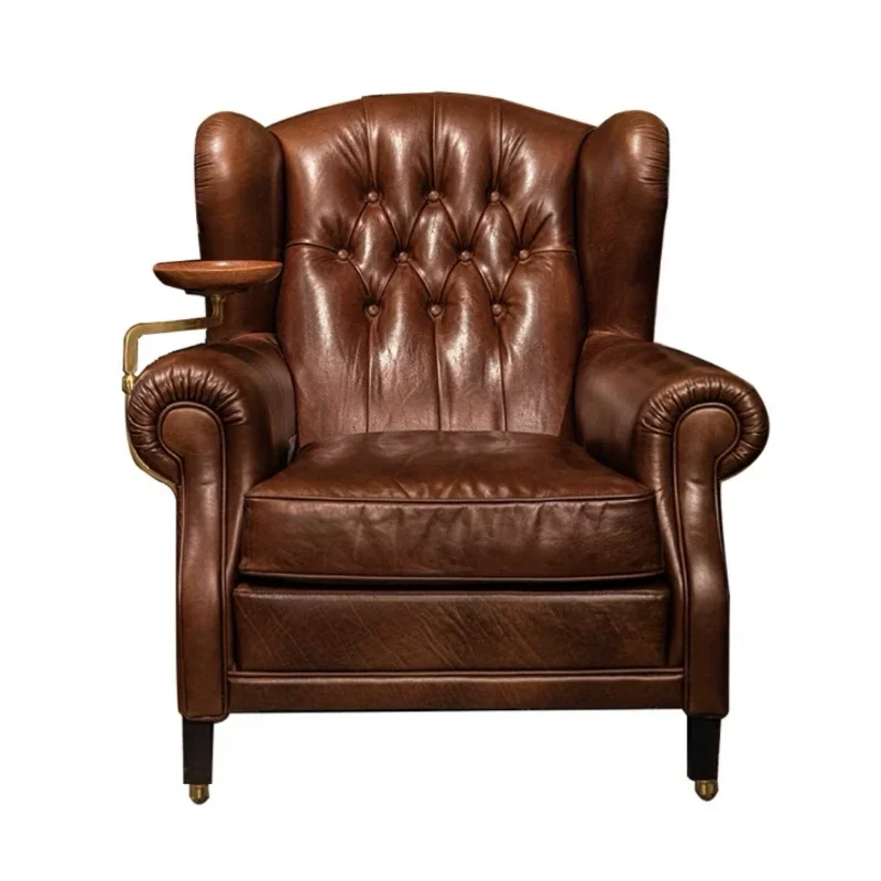 

Oil wax leather classic American retro tiger chair godfather chair