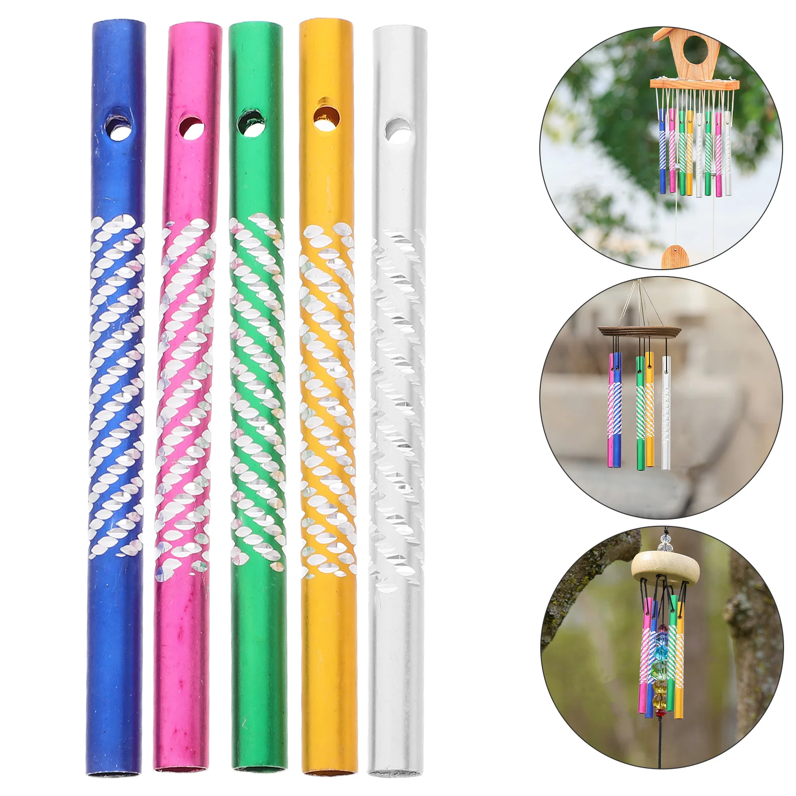 

50Pcs DIY Wind Chime Tubes Aluminum Hollow Metal Tubes Replacement Parts for Outdoor Indoor Decorative Wind Chimes Kit