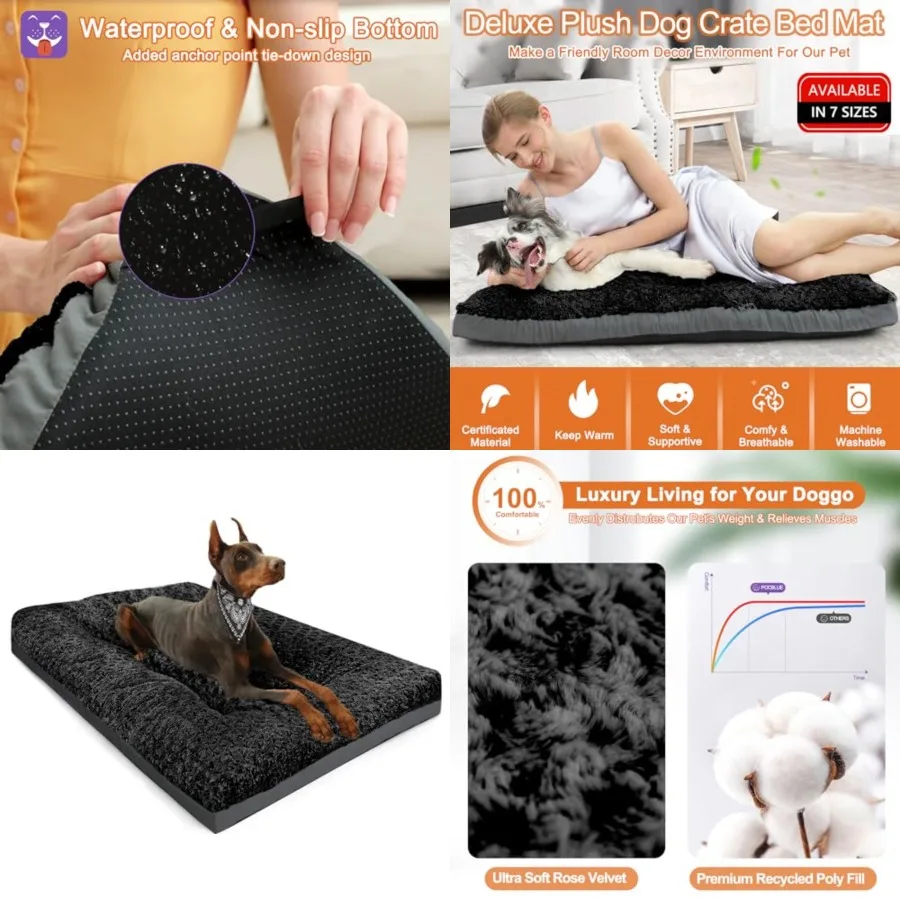 

Extra Large Dog Bed, Washable XXL Plush Pet Mat for Crate/Cages, Non-Slip Pet Bed for Outdoor/Indoor/Car Use, Comfy and Soft Ke