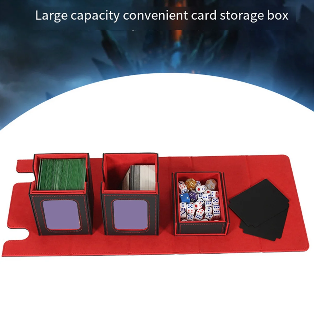 

T36C Card Storage Box for 200+ Cards,3-In-1 Card Deck Case, Card Organizer with 4 Dividers Red