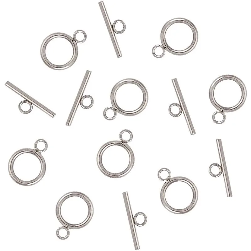 

40 Sets 304 Stainless Steel Ring Toggle Clasps IQ Toggle Clasps & Tbar Clasps Metal Material Ring Toggle Connectors for DIY