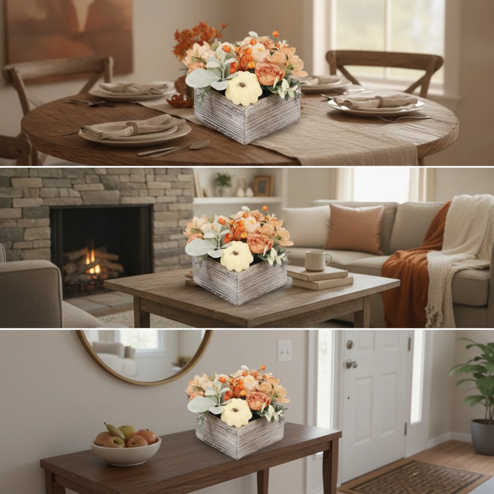 Flower Arrangement with Wooden - Home Decor Vase With Flowers 评论和价格