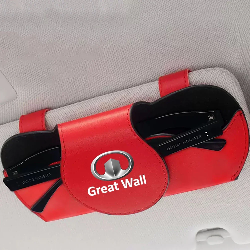 Leather Car Eyeglass Case Automatic Closing Eyewear Clips for Great Wall Hover H5 Safe A21 M2 M4 Wingle 5 Deer Voleex C30