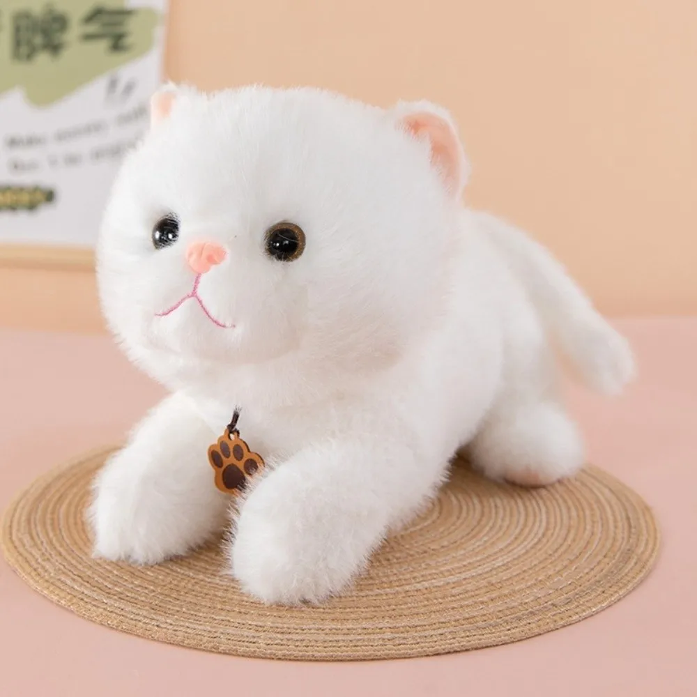 Soft Sound Cat Plush Toys Realistic Soothing Toy Simulation Cat Plush Doll Fluffy Accompany Kitten Cuddle Pillow
