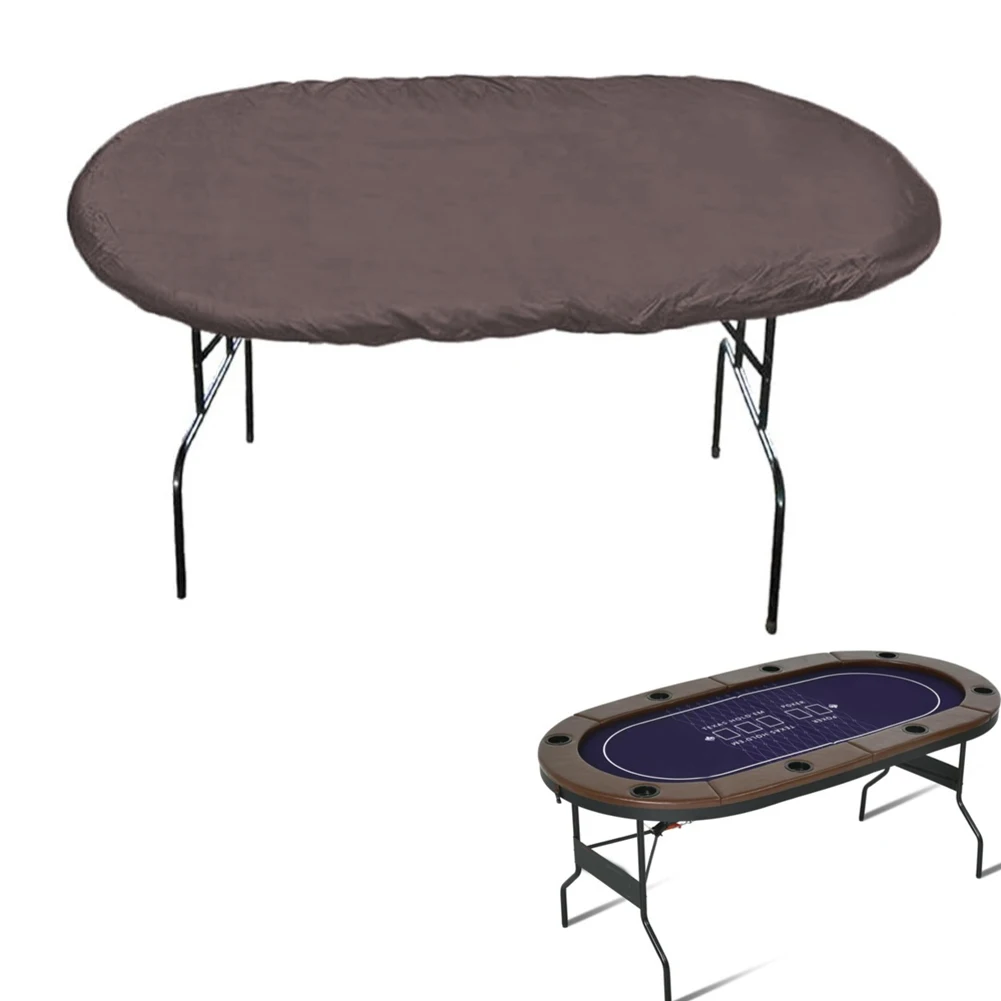 Oval Shape Poker Table Cover Featuring Waterproof 420D Oxford Fabric and Adjustable Drawstring to Prevent Wind Displacement