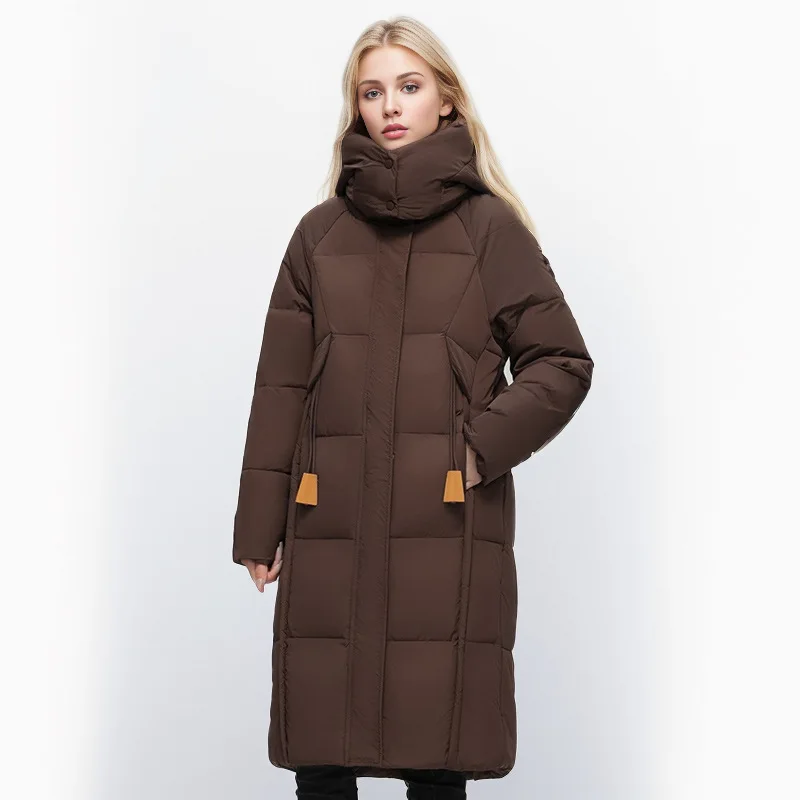 

YJKDYK 2025 Winter Women's Long Over-the-knee Cotton Jacket Female Hooded Thicken Warm Parkas Coats Women's Padded Jacket
