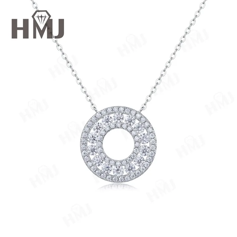 

Ожерелье с подвеской из моссанита, серебро 925 пробы, цвет D, VVS1, женское роскошное круглое украшение, изысканные ювелирные изделия, подарок для женщин, подарок на День святого Валентина