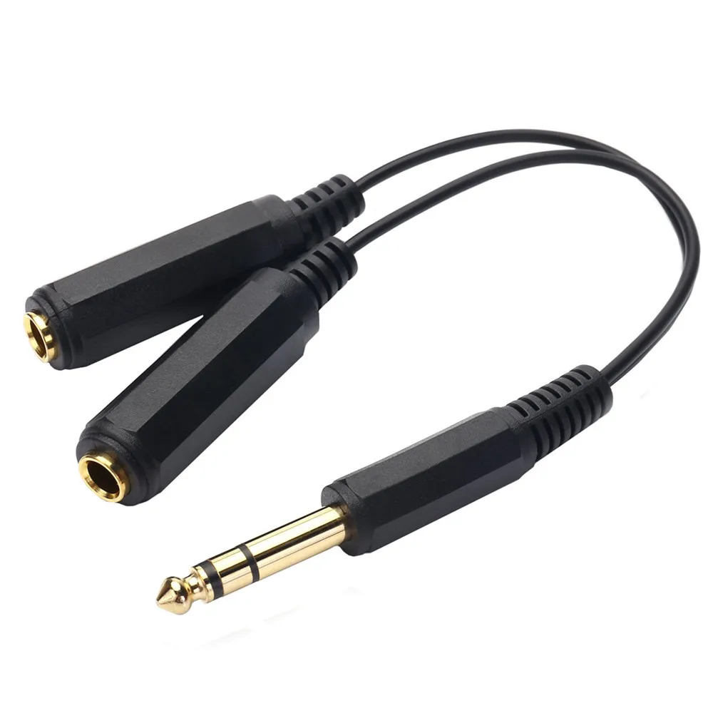 1Pcs 6.35 Mm Male & Female To 2 6.35 Mm Female Adapter Cable 1/4 6.35mm Plug To Dual 6.35mm Jack Y Splitter Stereo Audio Cord