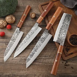 Japanese Chef's Knife Set 1-4 Pcs, Pro Hand Forged Kitchen Chef Knife High Carbon Steel Ultra Sharp Yanagiba Sashimi Knife