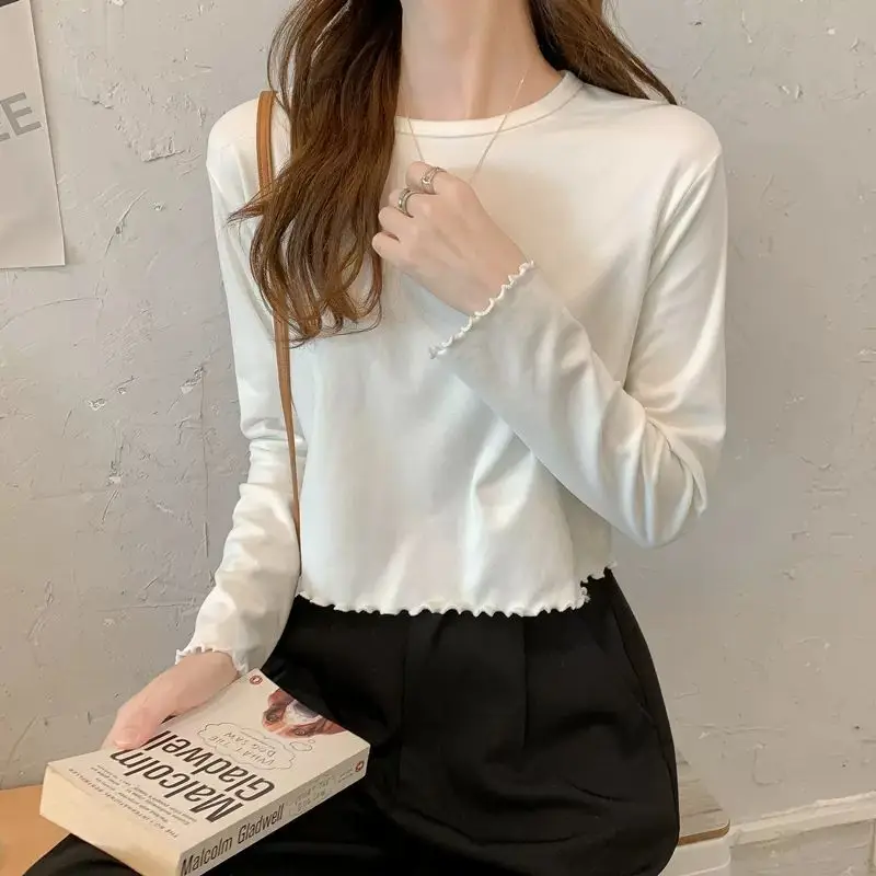 

Short T-shirt New Small Long-sleeved German Velvet Bottom Versatile