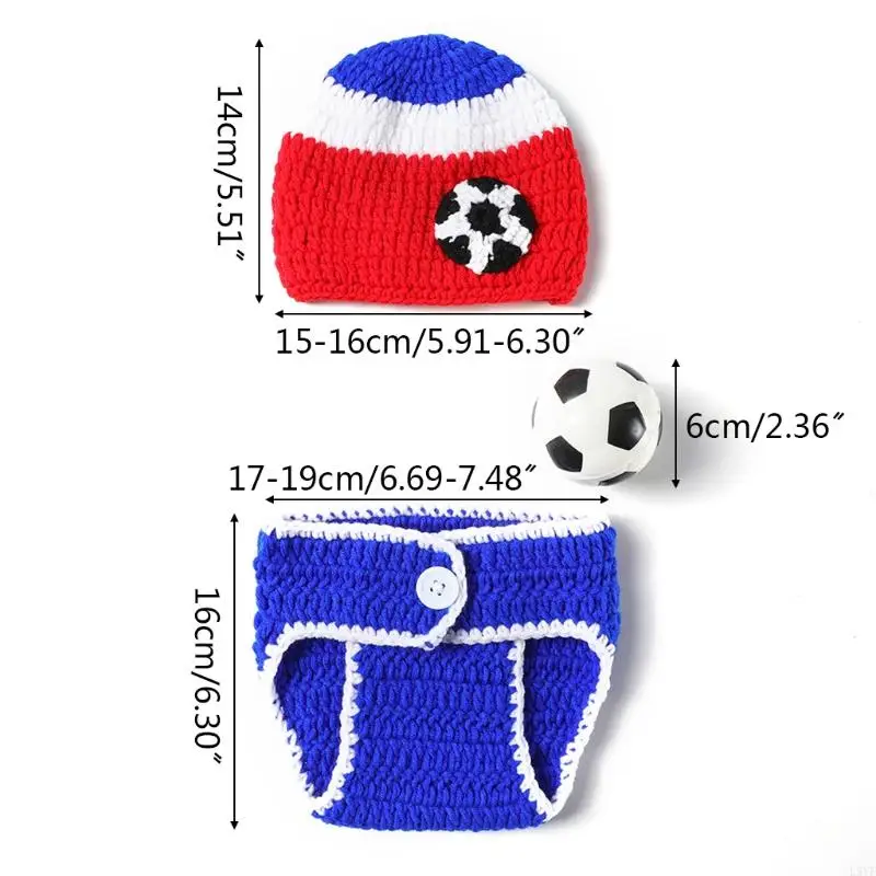 L5YF 3-delige babyshorts hoed voetbalset pasgeboren fotografie rekwisieten outfits accessoires