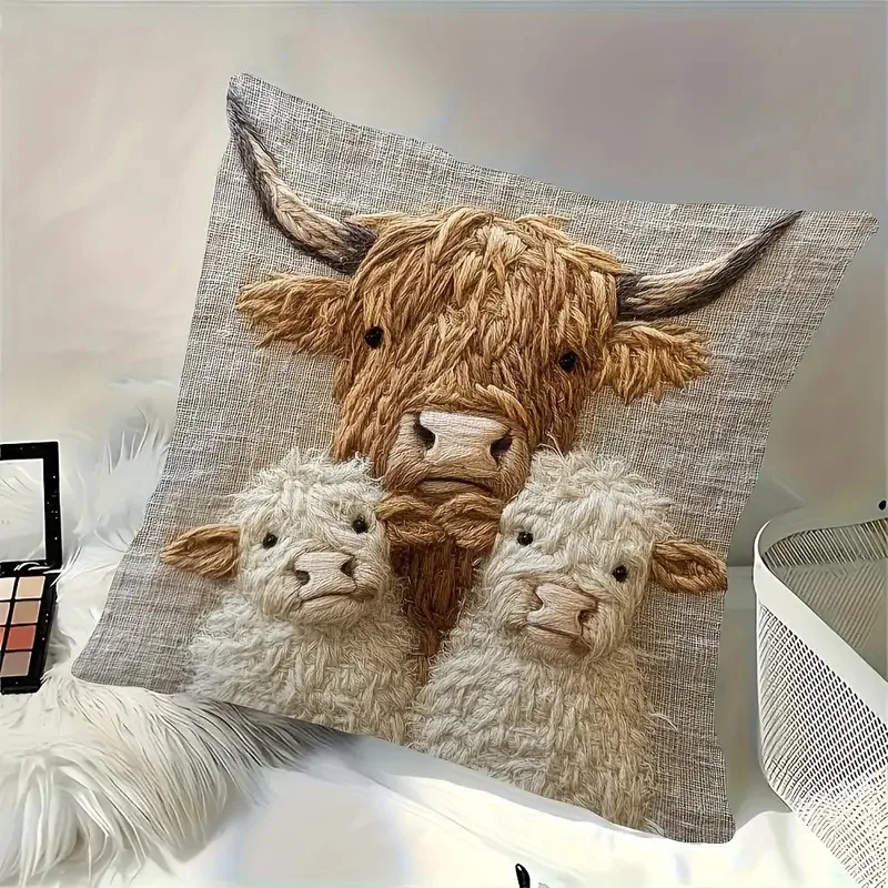 Cute Animal Plush Cow Sheep Pillow Cover No Filler for Living Room Home Decor