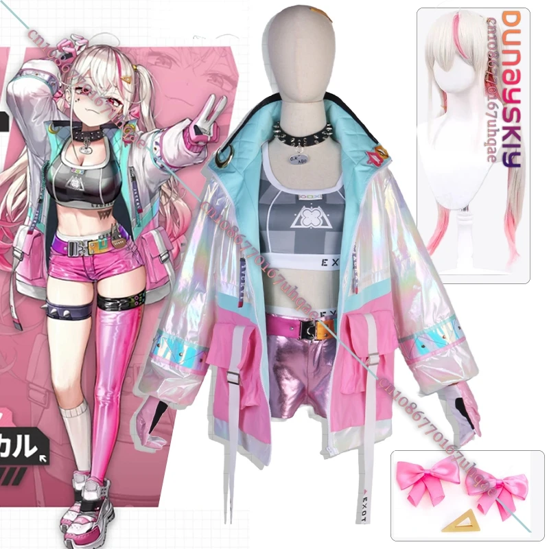 Spiel Nikke Die Göttin des Sieges Schakal Cosplay Kostüm Transparente Laser Jacke Perücke Schuhe Set Anime Roleplay Performing Outfit