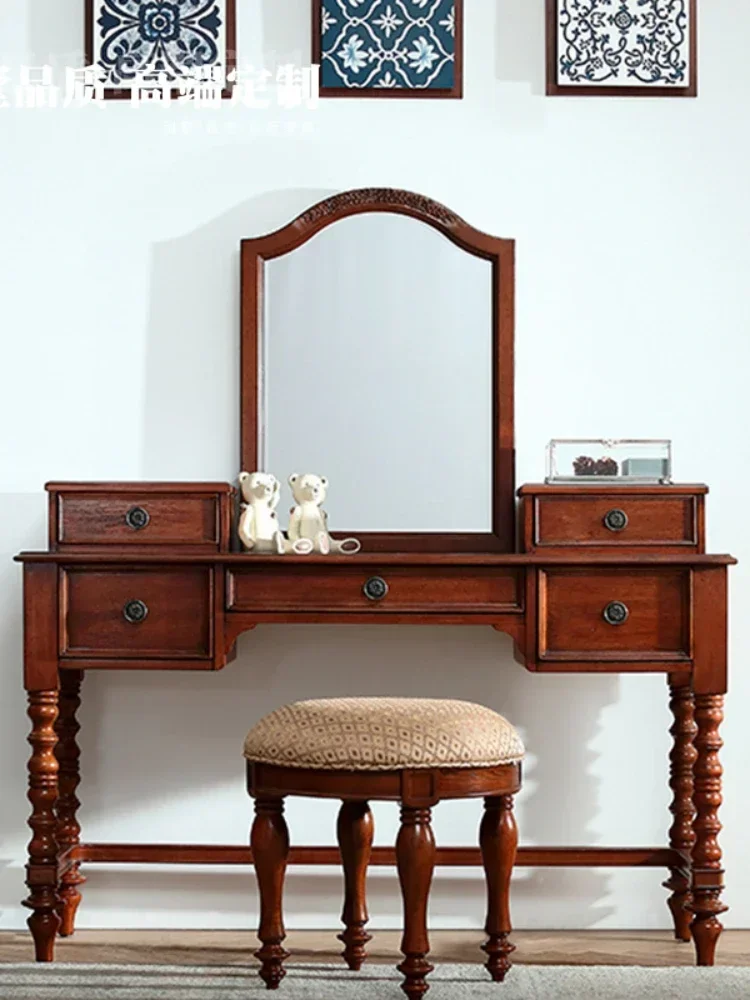 TAO Bedroom Dresser Solid Wood Style Makeup Table Mirror Integrated Dressing Table