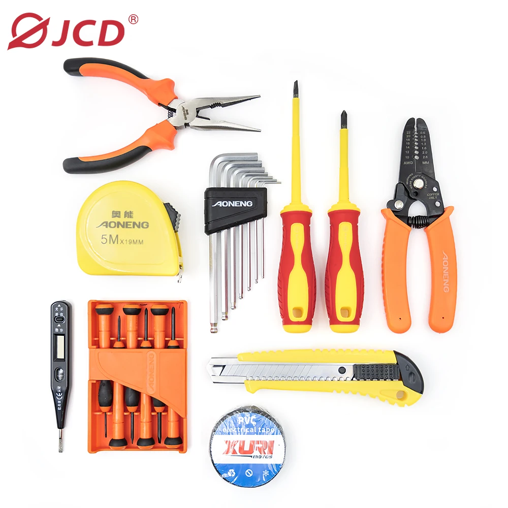 JCD 21 Piece Multifunctional Electrician Tool Complete Set Of Household Daily Maintenance Electrician Hardware Combination Set ﻿