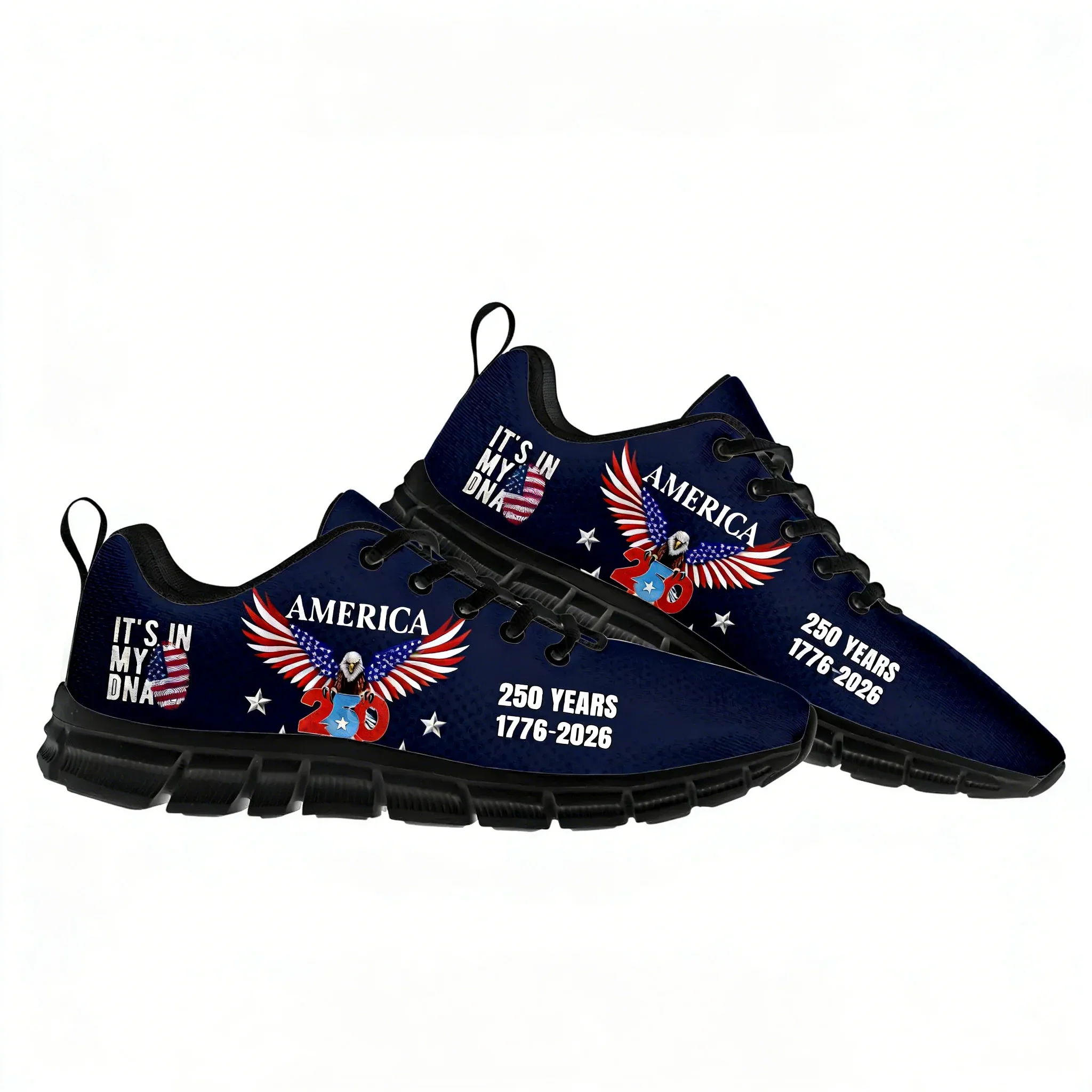 America 250th Anniversary 1776-2026 Sports Shoes Mens Womens Sneakers Durable Elastic Footwear Casual Custom Couple Shoes Black