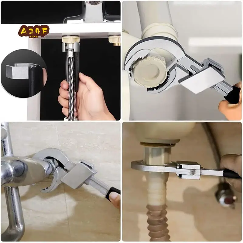 

A24F-Universal Wrench Adjustable Double-Ended Wrench Bathroom Wrench For Water Pipe Repair & Home Accessories