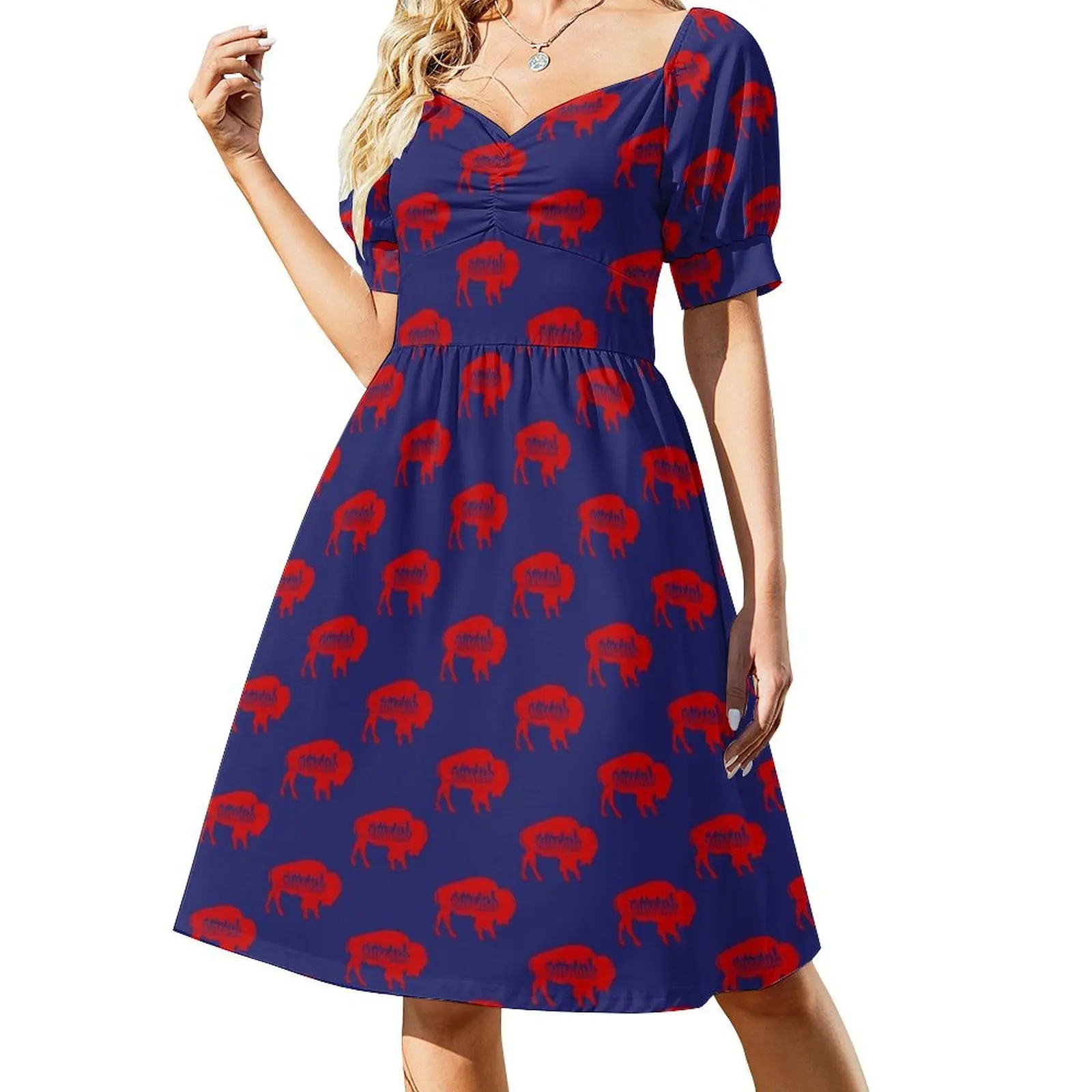 

Buffalo NY Red Buffalo Short-Sleeved Dress dress party night women dress Women's summer women's summer clothing 2025