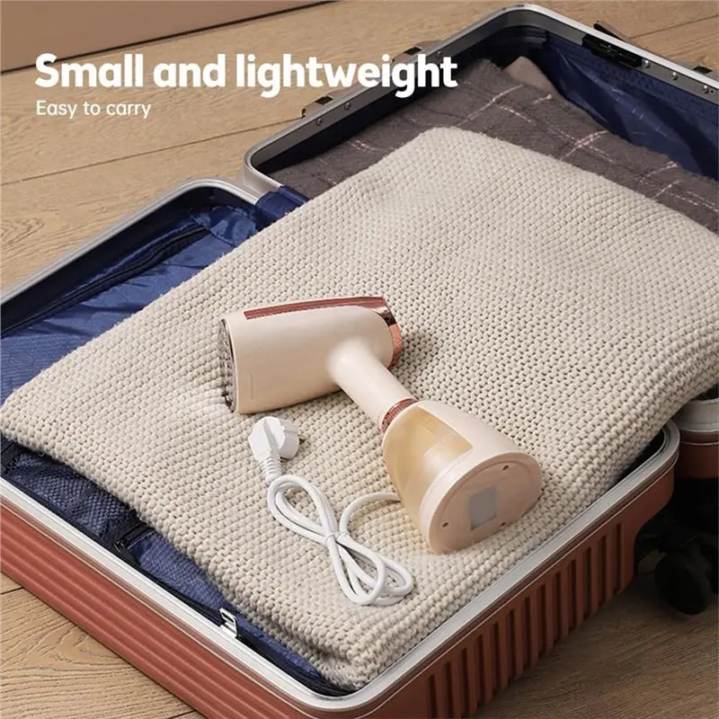Stable Performance EU Plug Clothes Portable Handheld Garment Steamer With Removable Water Tank Fabric Brush Steamer In Champagne