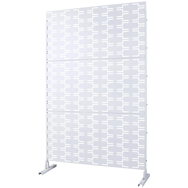 Outdoor & Indoor Privacy Screen Metal Privacy Screen 76" H×48" W, Freestanding Decorative Privacy Screen for Deck Balcony Patio, Privacy Fence Panels for Outside Lawn Garden PS112 WHITE view 3